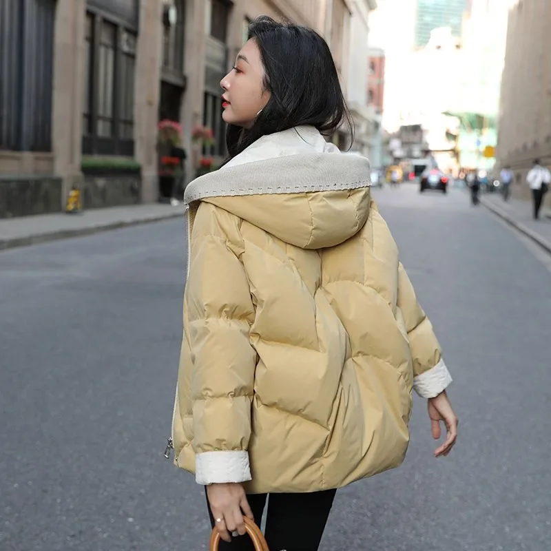 2023 New Women Down Jacket Winter Coat Female Keep Warm Thick Parkas Short Loose Outwear Fashion Age Reduction Hooded Overcoat