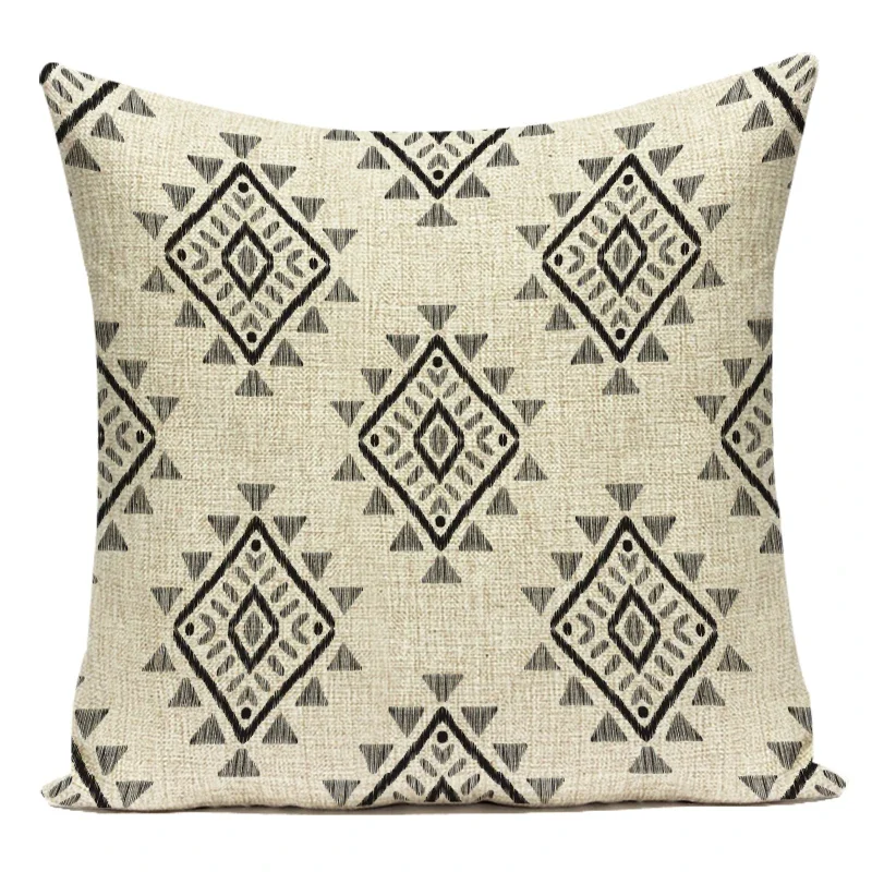 Vintage Boho Geometric Cotton Linen Decorative Throw Pillow Cover