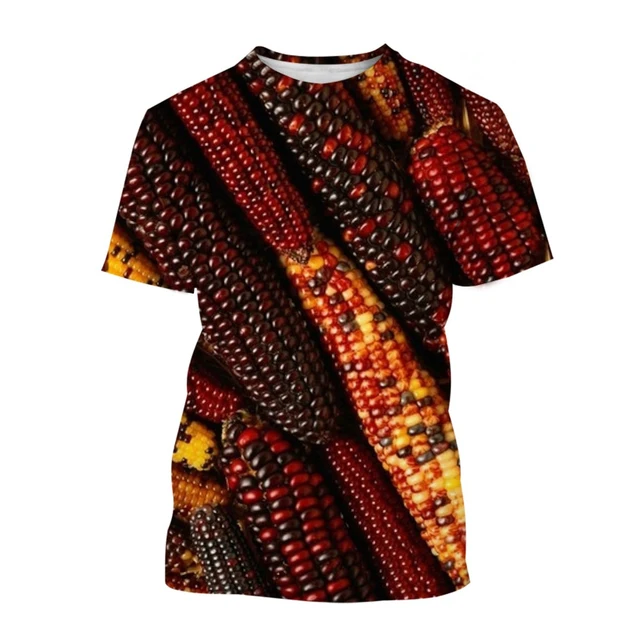 Corn Maize 3D Print Funny T-Shirts Summer Streetwear Men