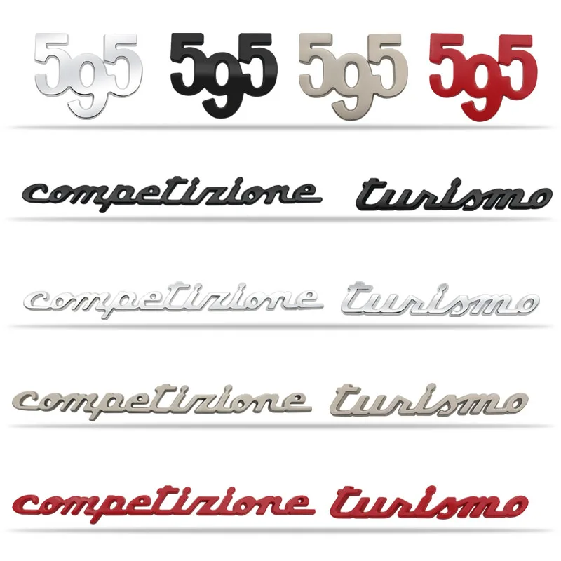 Emblema Del Corpo In Metallo Nero Lucido Adesivi Per Badge Decorazione Baule Posteriore Per Fiat 500 Abarth 595 Accessori Turismo Competizione