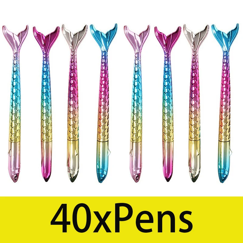 

40Pcs Mermaid Tail Gel Pens for Child Great Party Supplies and School Supplies Black Ink