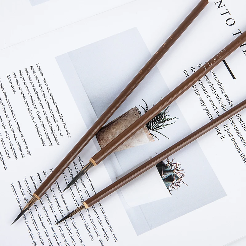 3pcs Paint Brush Calligraphy Brush Weasel Hair Hook Line Fine For Art