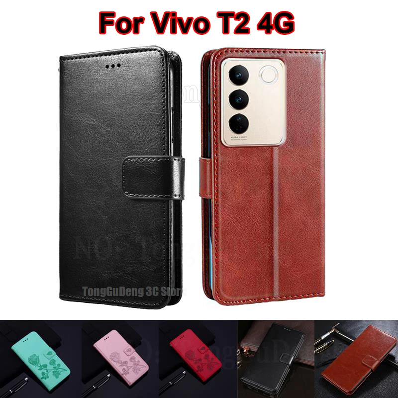 

Wallet Case For Vivo T2 4G Phone Cover For Capa Vivo V27e Coque Shell PU Leather Case For Fundas Vivo V25 Mexico 2023 Etui 6.62"