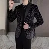 Spring Autumn Casual Suit Jacket Men European American Printed Slim Fit Personalized Suit Jacket Trendy Brand 1