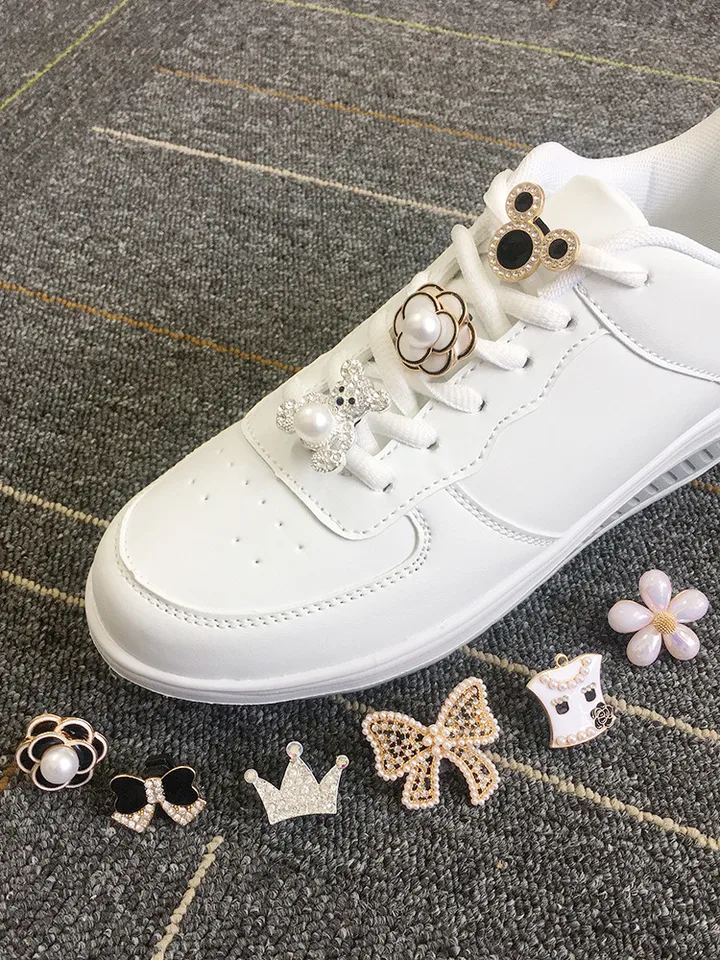 Fibbie Decorative Per Lacci Scarpe - Set 8 Pezzi In Argento E Oro Con Strass, Per Sneakers Donna - Foto 3