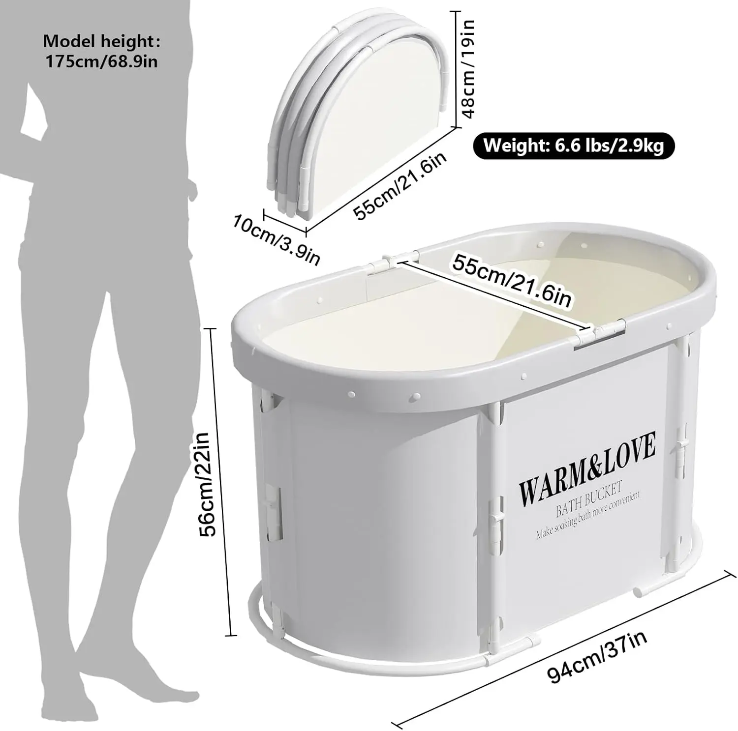 Foldable tubs for adults and children, hot and ice bath soaking tubs, shower sauna family freestanding tubs 6