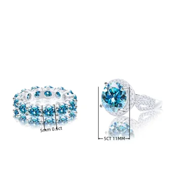 GRA Certified 12 Carat Moissanite Ring Set pass Diamond Tester 925 Silver Gold  Wedding Band, Sparkling Engagement Gift