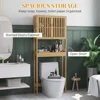 HOMCOM Bamboo Over the Toilet  Cabinet, Over Toilet Bathroom Organizer with Slatted Doors, Adjustable Shelf and Open Shelf, Natu 6
