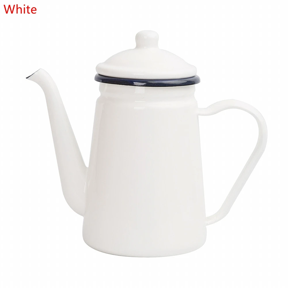 Brew Marbleized Black White Enamel Teapot