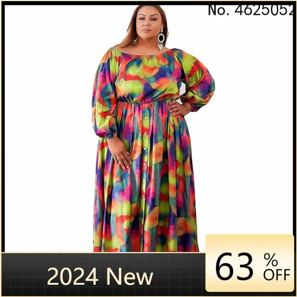 XL-5XL Winter Plus Size Dresses For Women 2024 Clothing Loose Long Sleeve Printing Casual Full Dress Wholesale Dropshipping achieve cleaner air health printing activated carbon filter for ender3 printes dropshipping