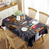 New York City Tablecloth Modern Cityscape Night Scene Rectangular  Living Room Dining  Kitchen Banquet Decorations 1