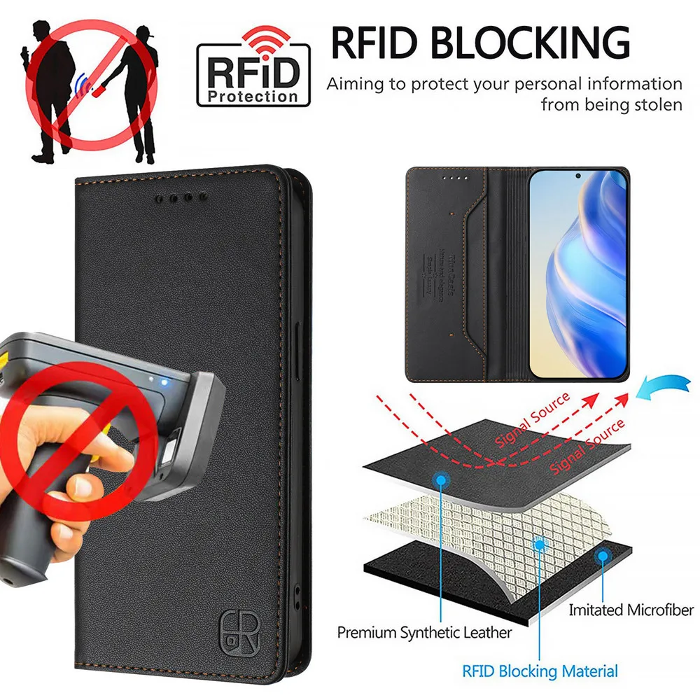 Magnetic Leather Book Wallet Case - Premium Protection
