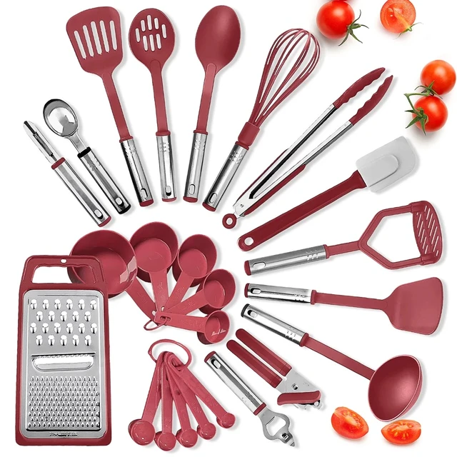 Kaluns Kitchen Utensils Set, 24 Piece Silicone Cooking Utensils