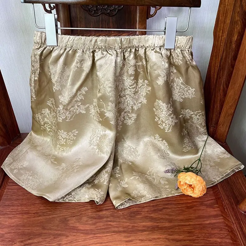 Glossy Floral Satin Men's Shorts Outdoor Fitness Male Plus Size Casual Sports Bottoms