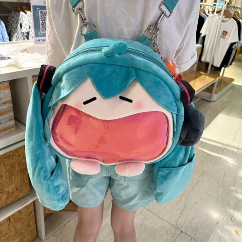 Hatsune-Bolso de hombro Miku para niña, mochila Kawaii de dibujos animados de felpa, bolsa de estudiante, paquete de juguetes, regalos para niños, novedad