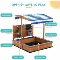 1Pc Large Wooden with Cover Outdoor Sand Box Play Canopy for Backyard Garden Beach Sand Pit for Beach Kids Sand Toys Summer Toys 2