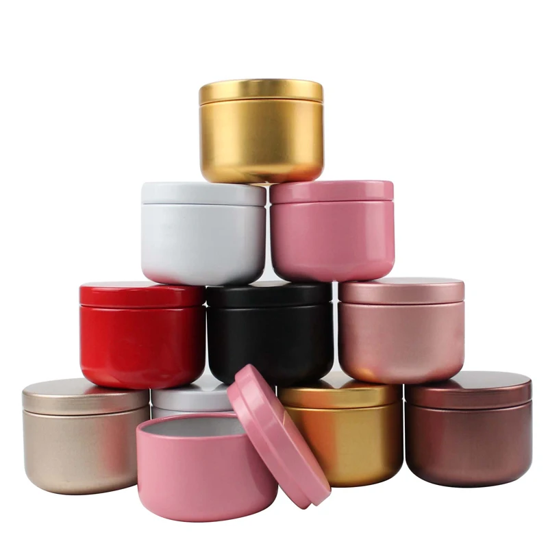 45/60/80/100pcs 알루미늄 양초 주석 50ml 라운드 양초 용기 화장품 항아리 오일 크림 냄비 빈 아로마 테라피 봉인 된 금속 수