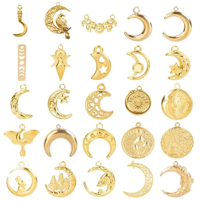 5 개/몫 뉴 문 매력 대량 DIY 쥬얼리 만들기 용품에 대 한 스테인레스 스틸 펜 던 트 매력 없음 마녀 매듭 스타 액세서리..