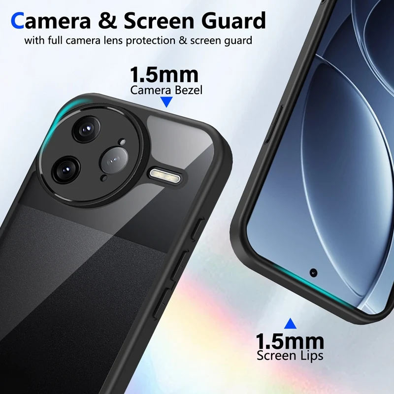 Enhanced Transparent Silicone Shockproof Clear Phone Case Cover with PC Back and TPU Bumper