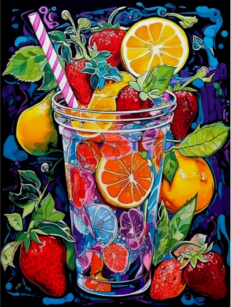 

Sunature Diamond Painting Art Full Square Round Drills Bottle of Fruit Wine Diamond Painting Kit