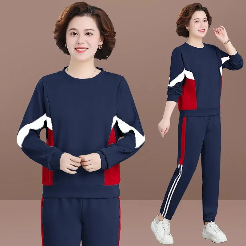 

2022 New Sportswear Two Piece Sets Women's Casual Loose Sports Suit Sets Mom Clothing Sweatshirts & Pants Sets Women's Tracksuit