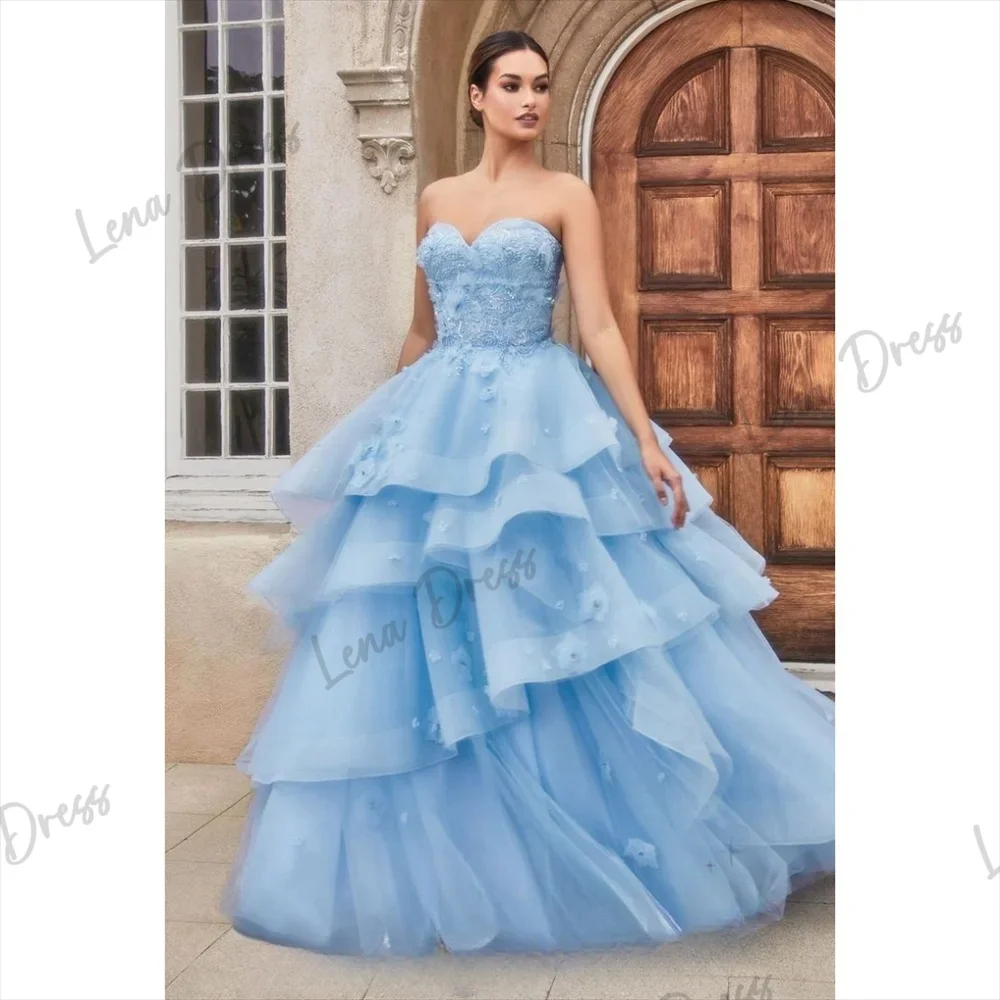 

Lena-2024 Princess 3D Flower Multi layered Ball Dress Strapless Edge Luxury Ball Dress Vestido De Festa