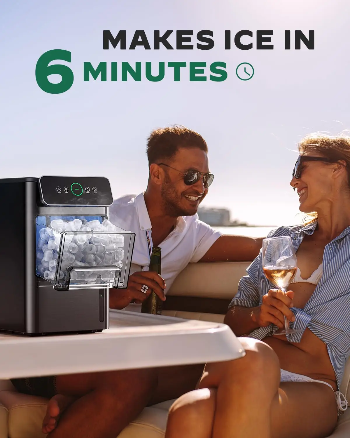 Ice Maker Coutertop Machine Portable Ice Cube Maker,20lbs of Bullet per Day,6 cubes in 6 Mins,Visible Water Level Window 4