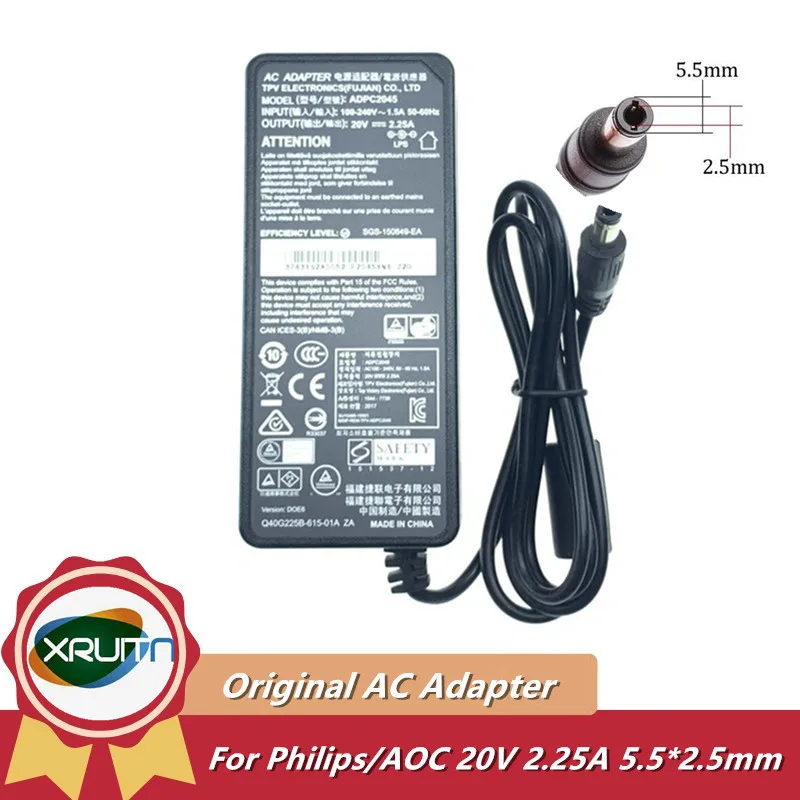 Adpc2045 Nuovo Adattatore Ca Originale 20V 2.25A Per Philips/Aoc 278 Q8Q 278 E8Q 272 M8 Muslimag322Fcx Alimentatore Monitor Lcd Led