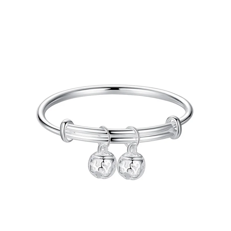 Step by Bracelet for Women9999Sterling Silver Bracelet Women's Bell Pure Silver Bracelet Push-Pull 6