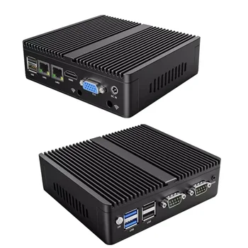 Metal Case Fanless Industrial Mini PC Intel N2840 Desktop Computer Pfsense Mini Server DDR3L Msata SSD 2Lan 2COM VGA HD Display 1