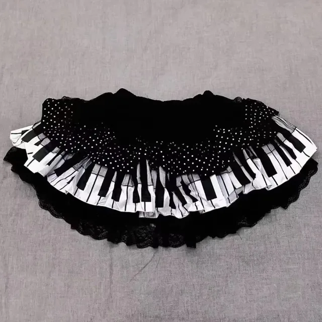 Y2k Gothic Punk Black White Short Skirt Women Hot Chick Darkly Polka Dot Ruffle Cake Skirt Female Sweet Chic Lolita Lace Skirts