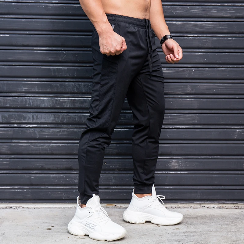 Casual Sports Pants Elasticity Men Running Pants Casual Sweatpants With Zipper Pockets Training Jogging Fitness Trousers Gym Workout Sport Pants