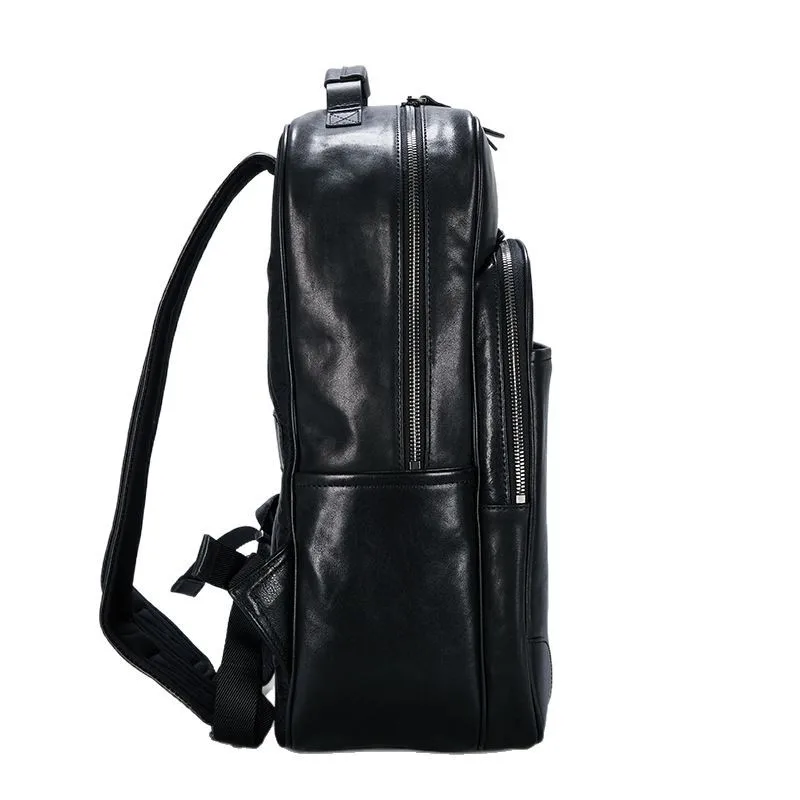 New Genuine Leather Backpack Men Large Capacity Top Grain Casual Travel Korean Style Trendy Business Backpack