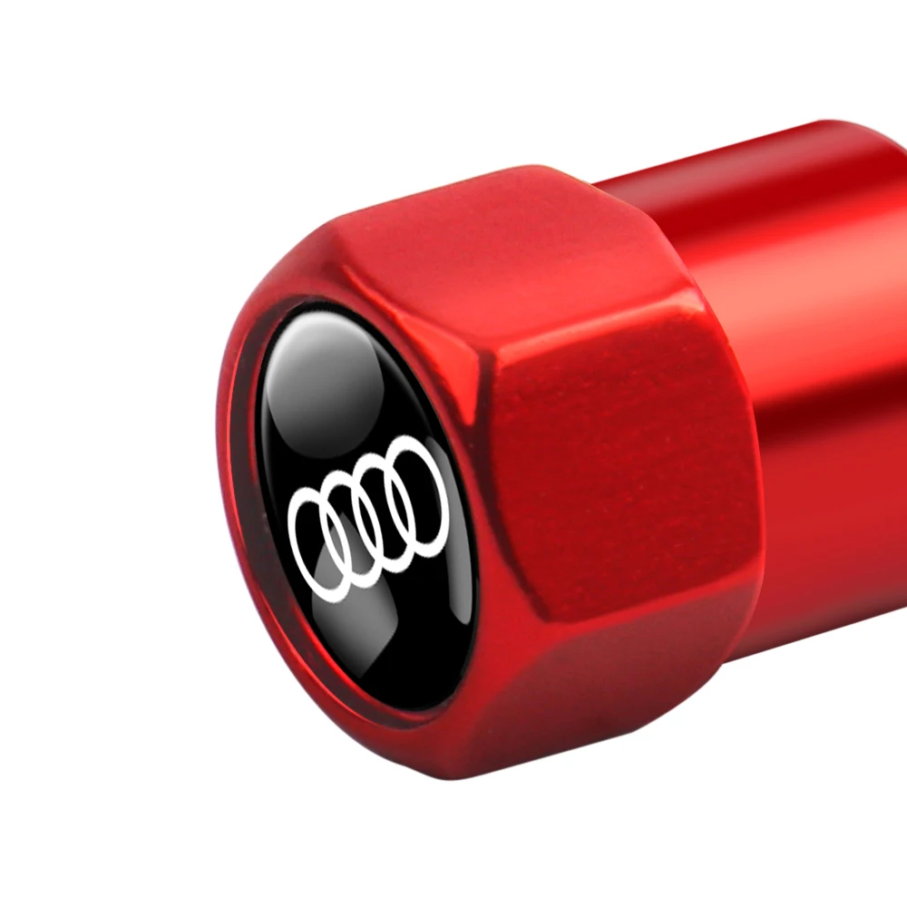 4개 알루미늄 자동차 휠 타이어 밸브 캡 먼지 커버 자동차 액세서리 (아우디 S라인 RS TT A1 A2 A3 A4 A5 A6 A7 A8 콰트로 Q3 Q5 용)