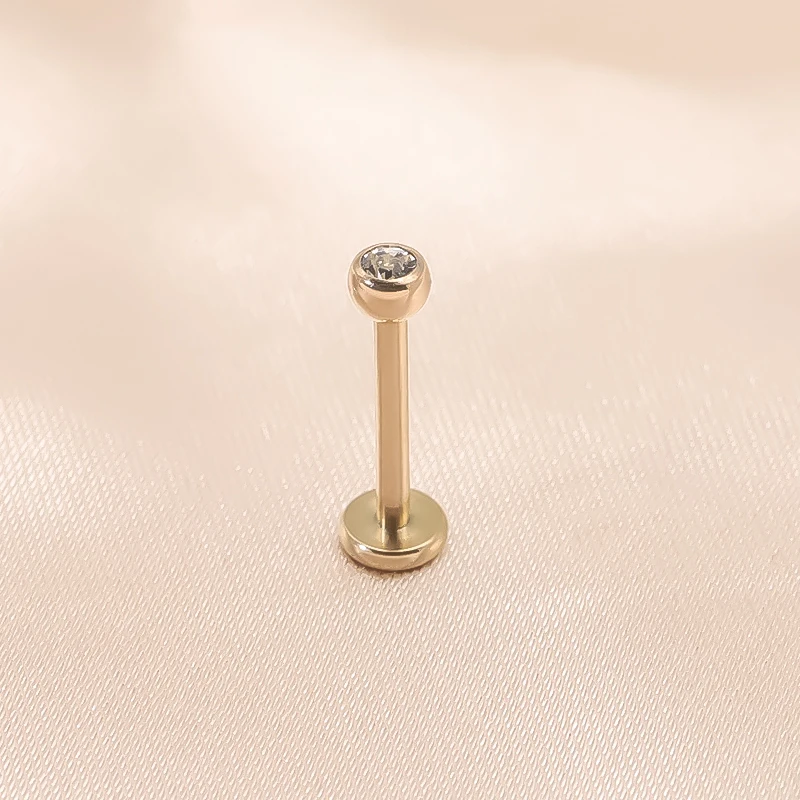 16G G23 Titanium Piercing Labret Stud Monroe Lip Ring Internally Threaded Crystal Cartilage Tragus Helix Conch Earring For Women 