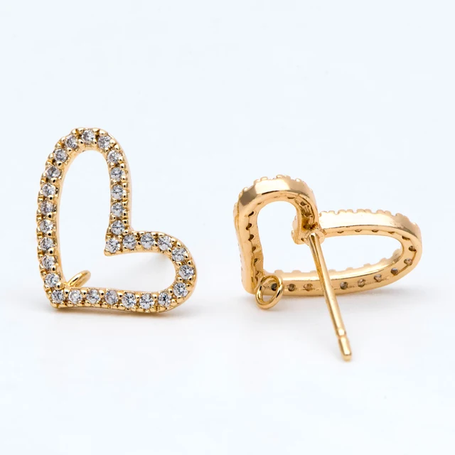 4pcs CZ Paved Gold Fan Shape Earring Posts, Gold Plated Brass Fan Stud  Earrings (#GB-3481) - AliExpress