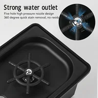 ที่ล้าง sloki kaca อัตโนมัติสำหรับโรงแรมบาร์กาแฟชานมถ้วยสีดำไม่มีช่องเปิดทำจากสเตนเลสสตีล 3