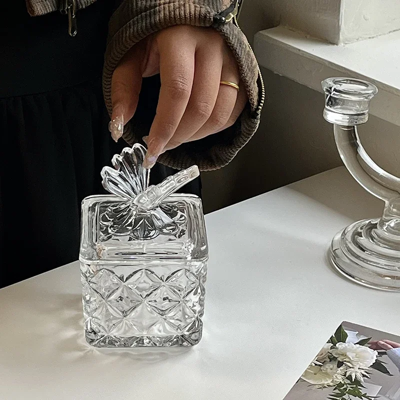 Creative 3D Butterfly Covered Glass Jar, Relief Tableware Sugar Dispenser Seasoning Jar Kitchen Supplies, Home Decor Honey Jar