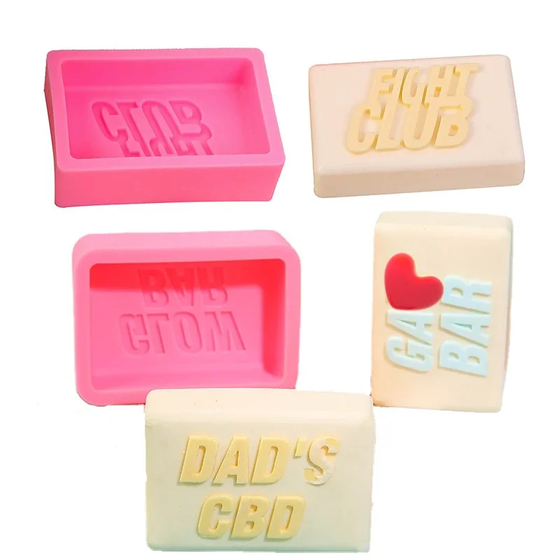 Silicone Soap Mold DIY Chocolate Ice Cake Baking Kit 3D Artifact Plaster Resin Candle Making Tool Square/Heart English Letters