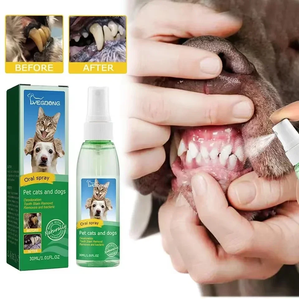 Pet Teeth Cleaning Spray Dog Cat Teeth Calculus Stain Remover Deodorant Kitten Bad Breath Treatment Oral Care Tool
