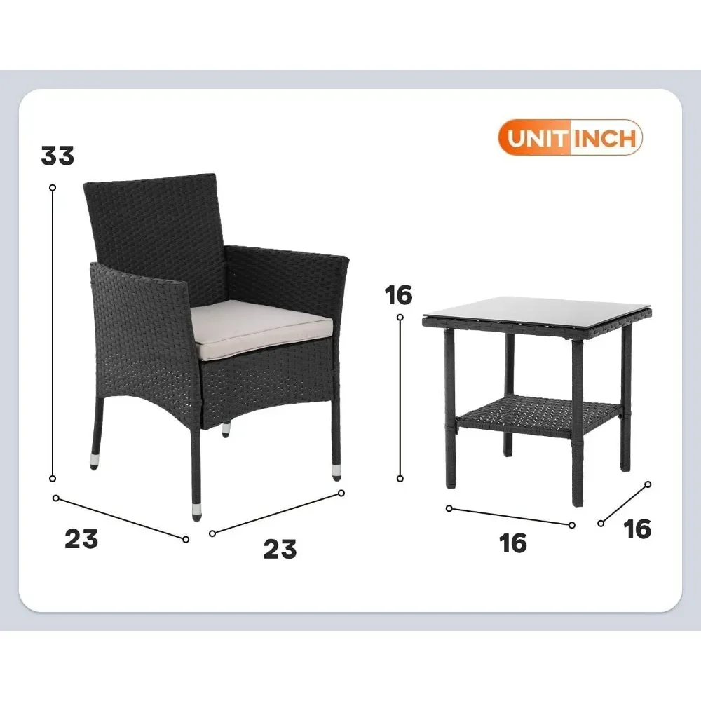 Outdoor Wicker Bistro Rattan Chair Conversation Sets Coffee Table Yard Backyard Lawn Porch Poolside Balcony outdoor bistro set outdoor table and chair set