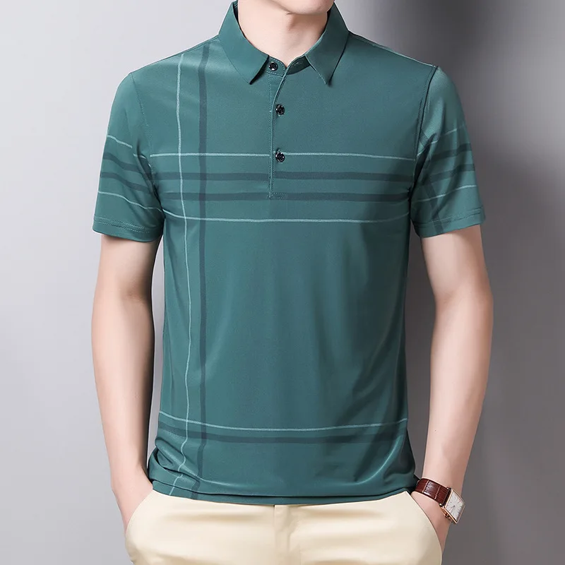 

2023polyester Fibrepolo Shirts For Men Casual Solid Color Slim Fit Mens Polos New Summer Fashion Brand Men