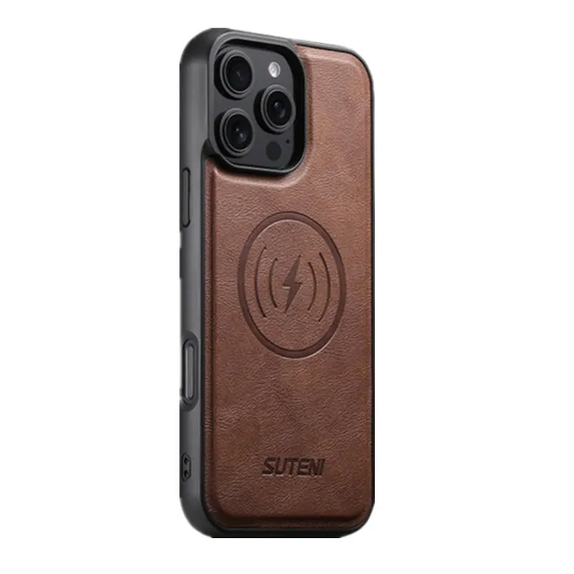 Premium 2-in-1 Detachable Magnetic Leather Wallet Phone Cover with Wireless Charging
