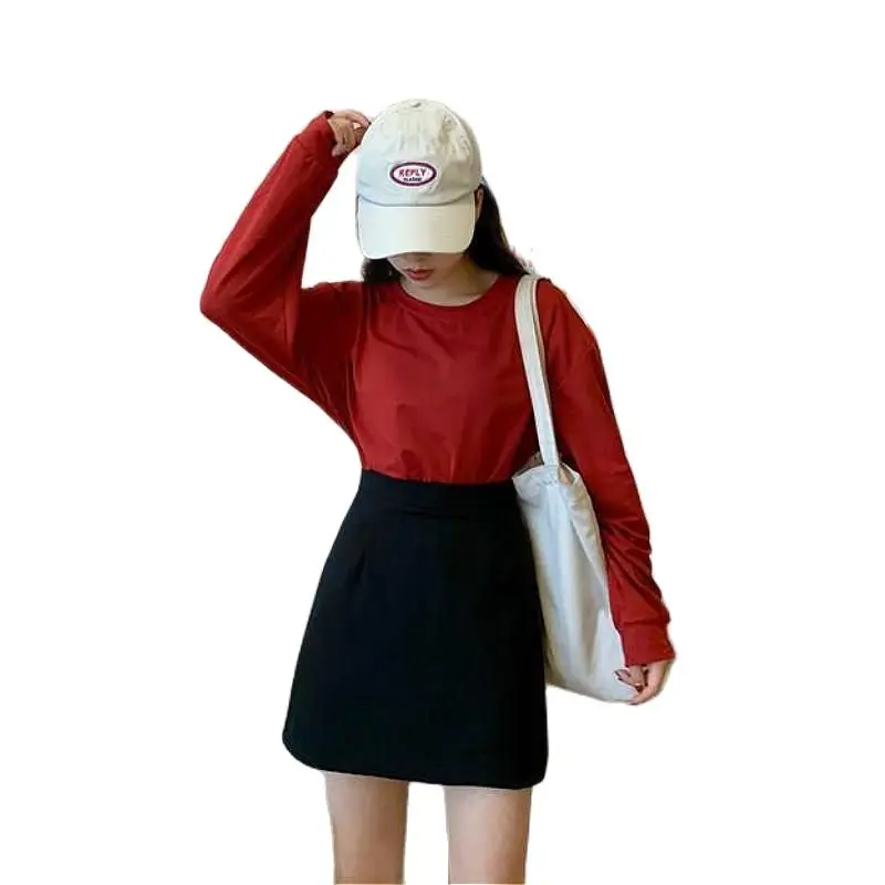 

Black New Simple Skirts Women Solid All-match Mini Teenagers Fashion Lady Empire Popular Charm Preppy Temperament Ulzzang Casual