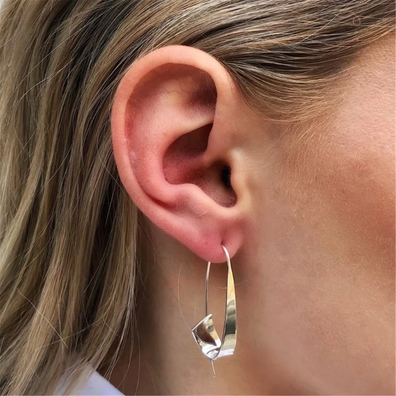 

Trendy Geometric Earrings Long Hook Hoop Earwear Ear Accessory