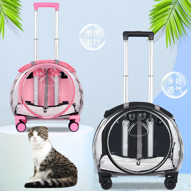 

Pet Trolley Case Transparent Cat Bag Multi-purpose Cat Space Capsule Trolley Case Can Be Backpack Out Pet Bag