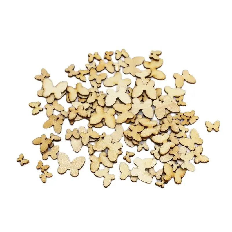 

Mixed size 100/200pcs Wooden small Butterfly Pattern Scrapbooking Art Collection Craft For Handmade Accessory Sewing Home