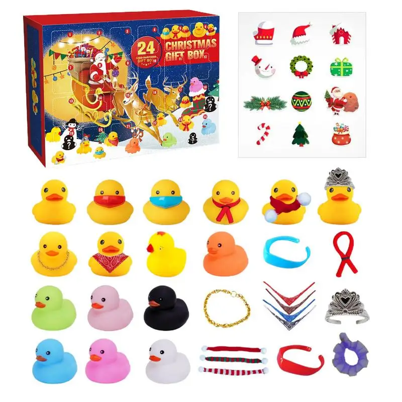 

Christmas Advent Calendar 2024 Rubber Duck Bath Toys Blind Box 24 Days Countdown Xmas Birthday Surprise Gift For Kids Boys Girls