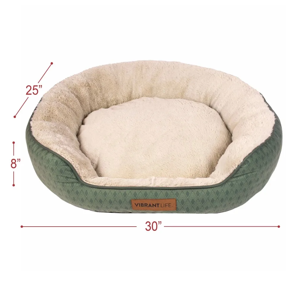 

Vibrant Life Oval Cuddler Pet Bed, Medium, Green, 30" x 25" x 8" Green