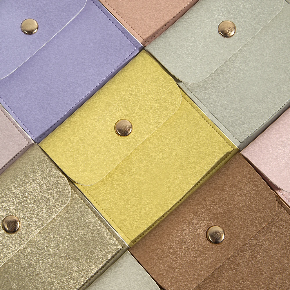 Mini Natural Gift Bag Pads Luxury PU Leather Snap Button Suede Envelope Packaging Jewelry Pouch DIY Xmas Wedding Party Gift Bags